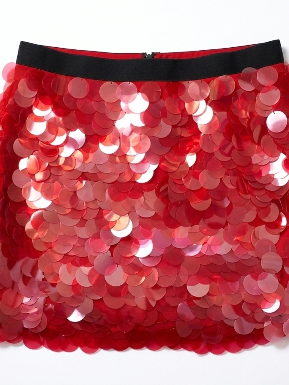 Dkny Red Pailette Sq1iun Silk Mini Skirt Medium Party Festival Club Dance